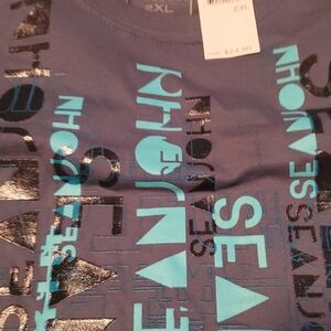 Men's Graphic Tee - Blue and Black